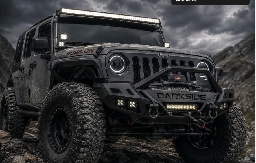 Dark Side Industries Jeep build on rocky terrain